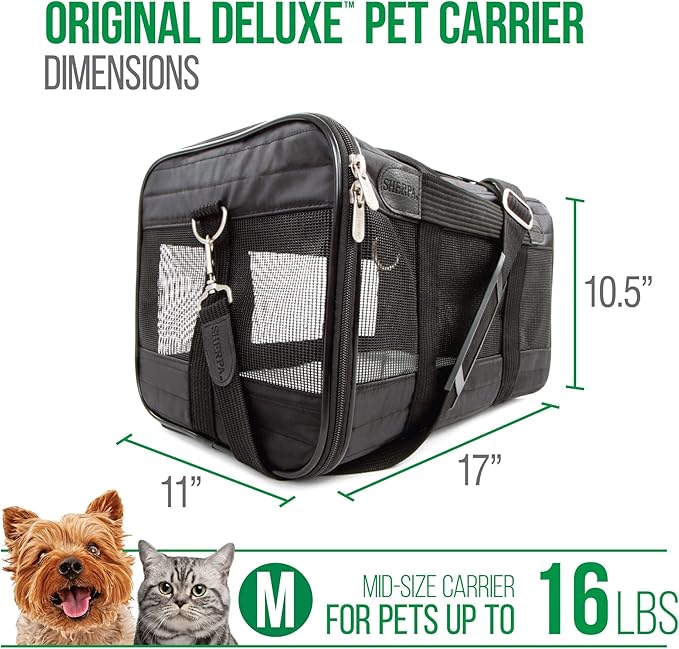 Sherpa Original Deluxe Travel Pet Carrier, Airline Approved & Guaranteed On Board - Black, Medium - Image 3