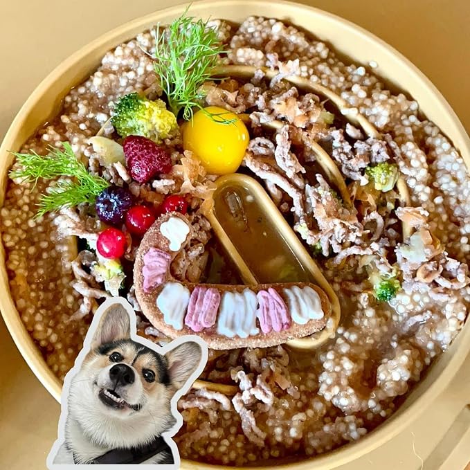 OHMO Slow Feeder Dog Bowl, 7.3" Lick Mat for Dogs, Infinite, Yellow | Cat Slow Feeder Bowl, Anti Choking, Enrichment Toys, Easy Clean BPA-Free Silicone Feeding Bowl, Boredom and Anxiety Reducer - Image 4