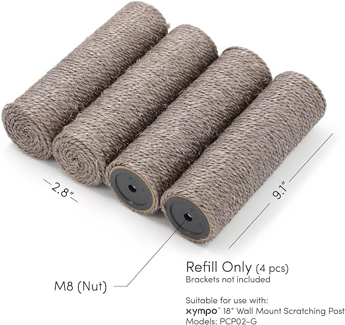 18" Compact Wall Mounted Cat Scratcher, Sisal Scratching Post - Grey - Image 7