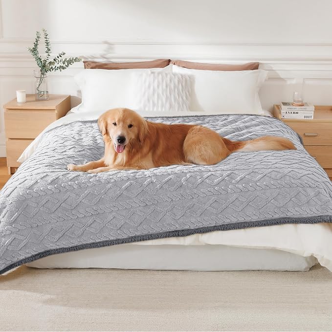 Luciphia Waterproof Blanket for Twin Bed Reversible Fleece Couch Cover | Reversible waterproof pet blanket soft fleece machine washable protect couch bed, Light Grey 85" x 57" - Image 9
