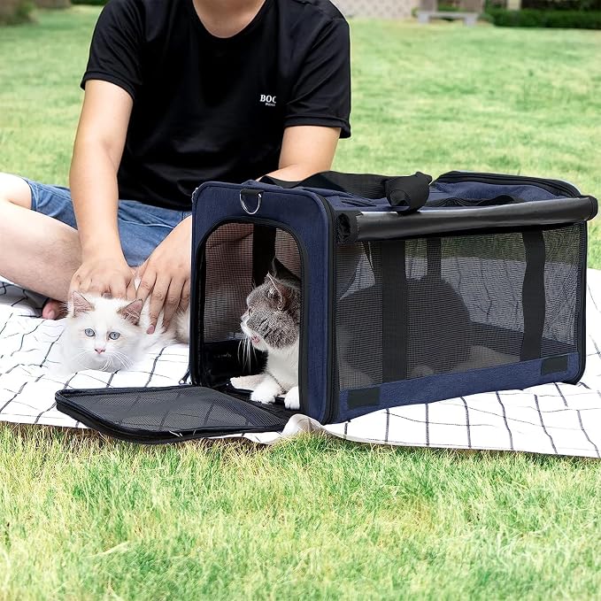 GAPZER Medium Cat Carrier Large Cat 15 lbs+ Soft Pet Car Cage Small Puppy | Privacy Protection Big Kitten Car Travel Cloth Carry Bag up to 20 lbs, Small Animal Portable Mesh Kennel Cage for Vet Visits - Image 7