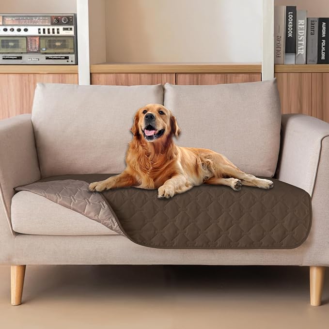 gogobunny 100% Double-Sided Waterproof Dog Bed Cover Pet Blanket Sofa Couch Furniture Protector for Puppy Large Dog Cat, Reversible (32x53 Inch (Pack of 1), Dark Chocolate/Light Chocolate) by gogobunny