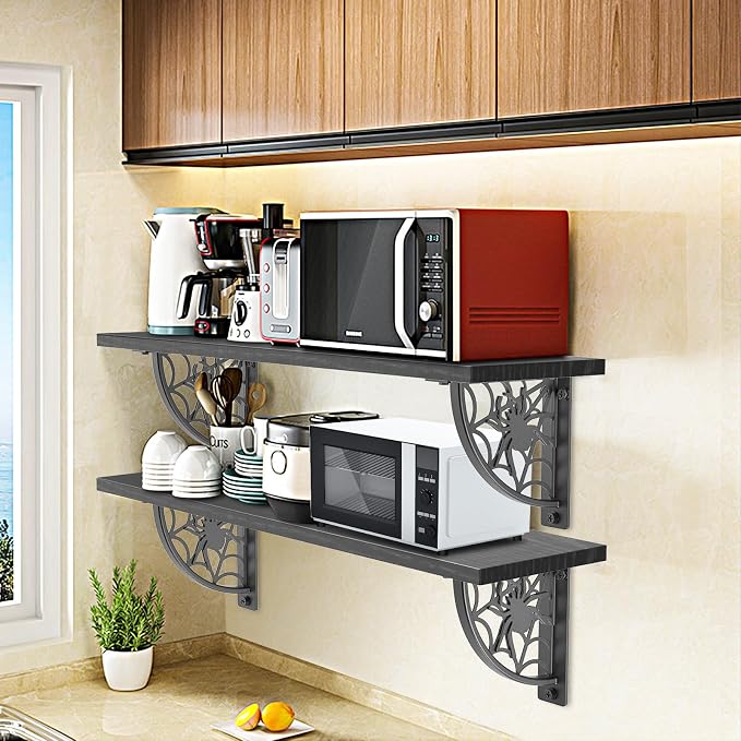 Dolibest 8 Inch Heavy Duty Shelf Brackets, 5MM Thickness L- Bracket , Metal Floating Shelf Bracket, Wall Shelf Bracket & Hardware, Rustic Black Floating Shelves for Kitchen Living Room-2Pcs-(500LB) - Image 9