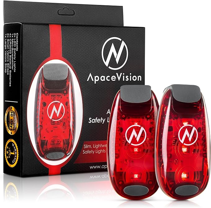 LED Safety Light (2 Pack) - Clip On Strobe/Running Lights for Runners, Dog, Bike, Walking, Boat, Kayak, Stroller and More - High Visibility Accessories for Your Reflective Gear, Bicycle by ApaceVision