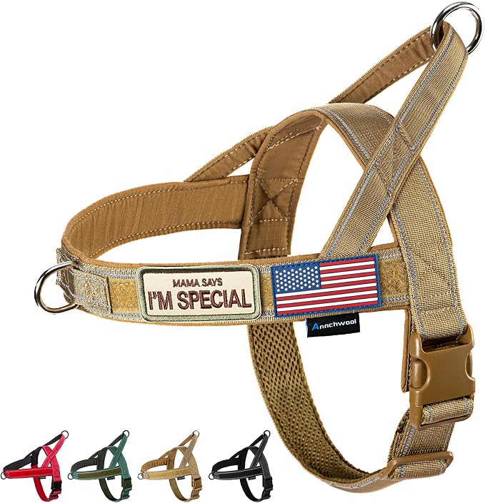 Annchwool No Pull Dog Harness with Soft Padded Handle-Reflective Strip Escape Proof and Quick Fit to Adjust Dog Harness-Easy for Training Walking for Small & Medium and Large Dogs(Brown,S) by Annchwool