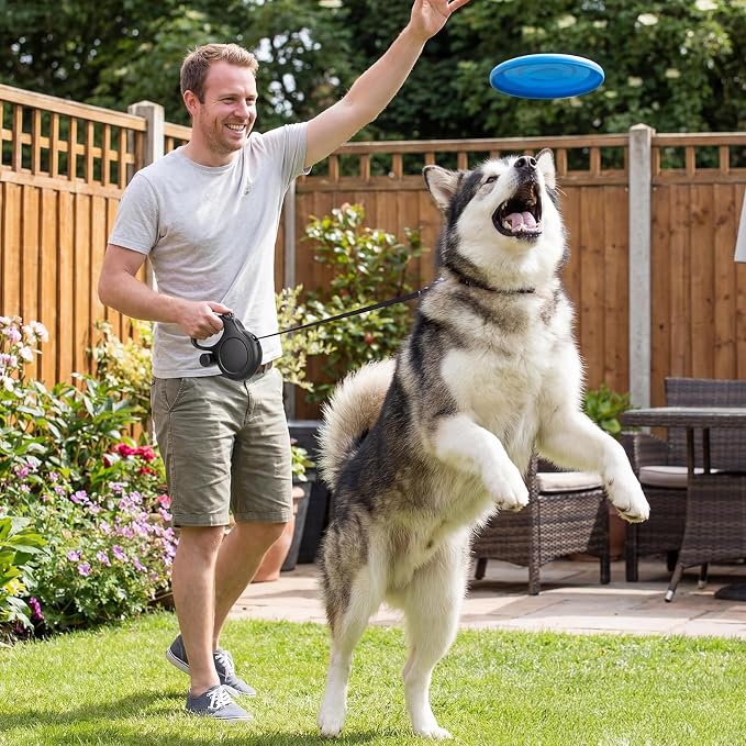 Segarty 26 Ft Walking Lead with Poop Bag Holder for Dogs 66 lbs - 110 lbs, 360°Tangle-Free Leash with Anti-Slip Handle & One-Handed Brake Pause Lock, 8m Retractable Leash for Dog Pets Outside Activity - Image 7