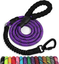 Rope Dog Leash 6 FT: Heavy Duty Leashes with Swivel Lockable Hook Reflective Threads Bungee and Padded Handle - Dog Lead for Large Small Medium Dogs Outside Walking Hiking Purple by jenico