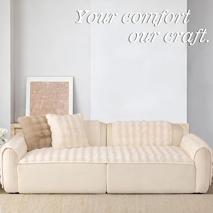 Faux Fur Couch Cover for Dogs, L Shaped Sofa Cover for Pets. | 27"x70",White,L Shaped,Washable,Non-Slip,Furniture Protector,No Linting,Pet Friendly,Living Room. - Image 3