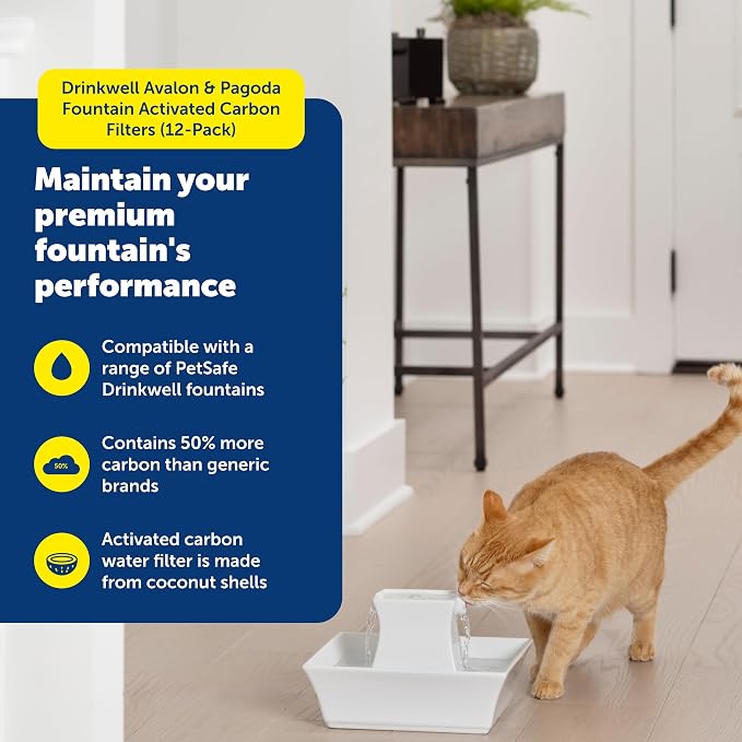 PetSafe Drinkwell Pet Fountain Replacement Carbon Filters, 12 Filters | Certified Fit for Drinkwell Fountains, 50% More Carbon Than Generic Brands, 2-4 Weeks Filtration per Filter - Image 2