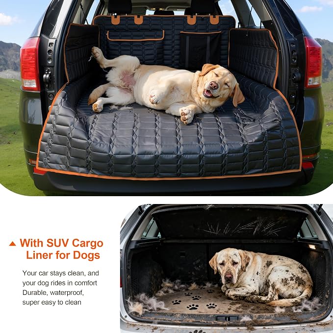 Reliadura SUV Cargo Liner for Dogs, Waterproof Pet Cargo Cover with Bumper Flap Protector, Scrachproof Non-Slip Dog Seat Mat for SUVs, Large Size Cargo Liner Universal Fit (Orange) - Image 7