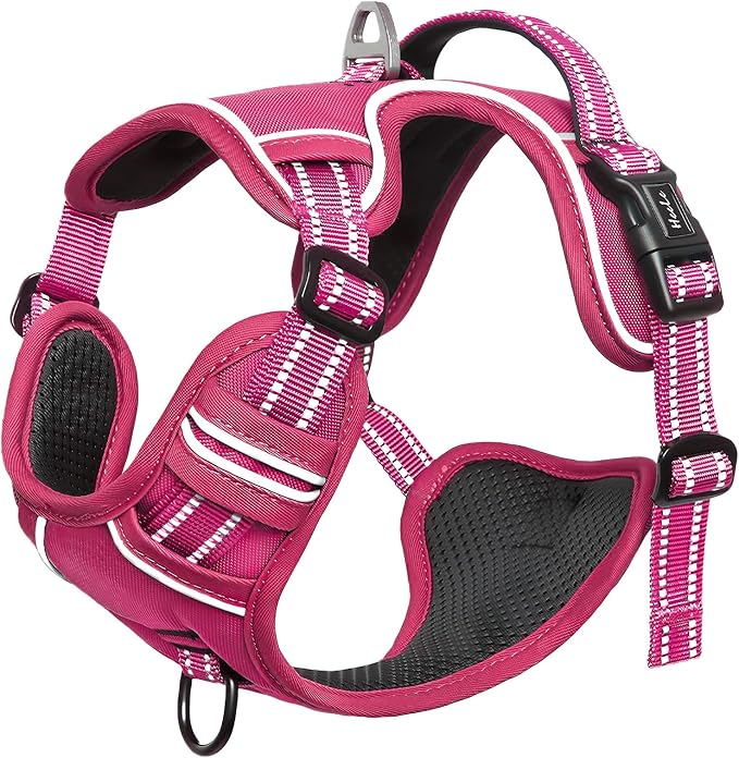 HEELE Dog Harness for Large Dogs No Pull Dog Vest Harness for Large Dog with Soft Padded Handle Reflective for Outdoor Training, Rose(Matching Trim), L | No Choke with Control Handle, Soft Breathable Padded Pet Vest, Adjustable, Reflective Front Clip V... - Image 6