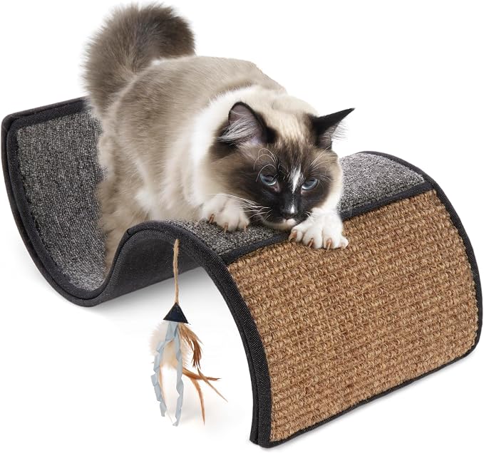 Petlinks Dream Curl Carpet Cat Scratcher, Dual-Surface Cat Scratching Post, Lounge & Hide Scratchers for Cats & Kittens, Gray, Furniture Protector, One Size Fits All Cats by Petlinks%C2%AE