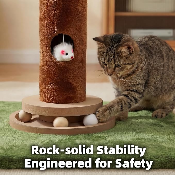 Fantasreen Cat Scratching Post 35'' Tall with Toy Mouse for Indoor Cats, Green - Image 5