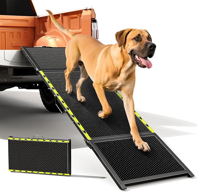 74'' L & 20'' W Longest Dog Ramp for Car - Extra Wide Portable Pet Dog Ramps for Large Dogs, Dogs Cars Ramp for Car SUV/Truck/RV/Bed, Lightweight Ramps with Non-Slip Mesh Up to 250LBS, Black | Extra Wide Portable Pet Dog Ramps for Large Dogs, Dog Car R... by Pawaboo