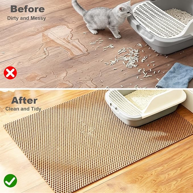 Cat Litter Mat, 35"x23" Large Litter Trapping Mat for Litter Box | Waterproof, Non-Slip Kitty Pad, Urine-Resistant, Scatter Control, Cut to Fit - Image 2
