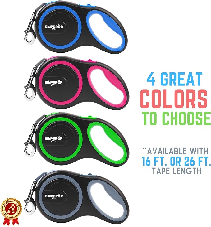 Emperor Pets Pink Heavy Duty Retractable Dog Leash 26 ft – Tangle-Free Nylon Tape, Anti-Slip Grip, Reflective – Retractable Leash for Medium Large Dogs up to 110 lbs -Classic-PK26 - Image 9