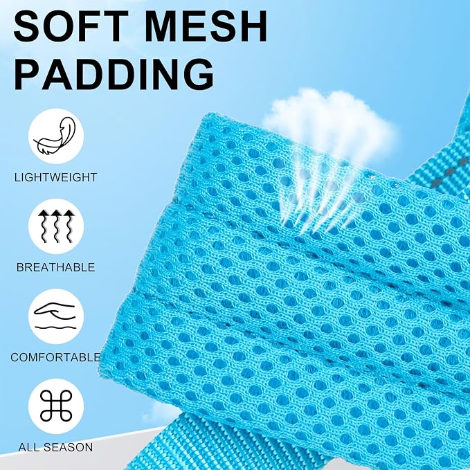 BEAUTYZOO Small Dog Harness and Leash Set, No Pull Step in Puppy Vest | Breathable Mesh with Handle, Reflective, Adjustable No Choke Escape Proof, Lightweight, Easy Control for Walking, Blue XS - Image 4