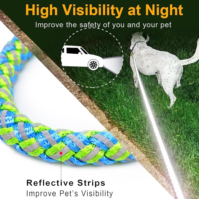 Reflective Dog Leash 2/3/4/6/10ft Braided 1/2" Strong Nylon Rope | 3FT Dog Leash for Large Medium Small Dogs Walking Training Leads- Green - Image 3