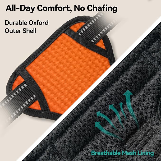 No Pull Dog Harnesses for Small Puppies Reflective Adjustable | Front Clip Vest with 2 Metal Leash Attachment Hooks Soft Handle (S, Orange) - Image 8