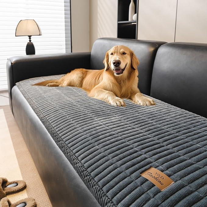 Couch Covers for Dogs, Velvet Dog Couch Cover, Pet Couchs Covers for 3-4 Seater, Couchs Protector for Dogs, Sofa Cover for Pets Washable(1PC, Dark Grey, 27.6"×94.5", 3-4 Seater) by PJLZJFBY
