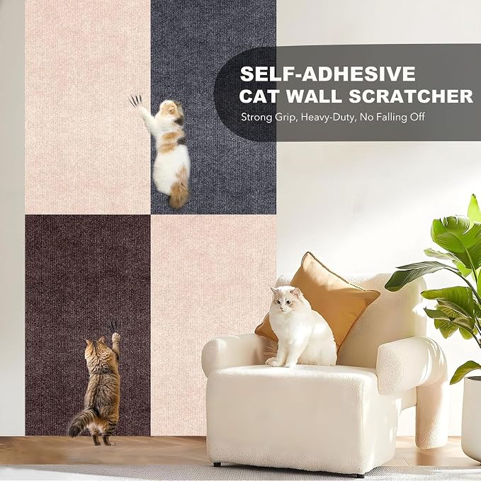 78.7"X15.8" Self-Adhesive Cat Scratching Mat - Durable Couch Protector from Cat Claws, DIY Furniture Protector from Cats Scratching, Sticky cat Scratch wall mat- No Residue, Safe for Cats (Brown) - Image 4