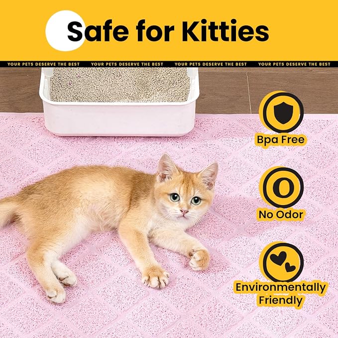 Conlun Cat Litter Mat Litter Trapping Mat, 24" x 17" Premium Durable PVC Grid Mesh with Scatter Control, Non-slip, Less Waste Cat Litter Box Mat, Pink - Image 7