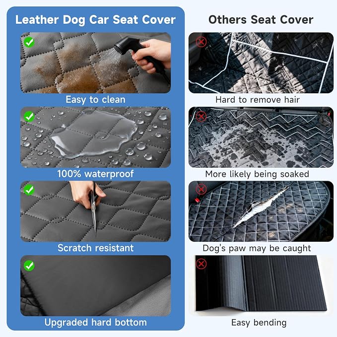 Dog Car Seat Cover Waterproof Vegan Leather, Scratchproof, Hard Bottom Back Seat Extender for Dogs, Non Slip Back Seat Protector with Mesh Window, Easy to Clean Fit Full Size Trucks, Orange - Image 4