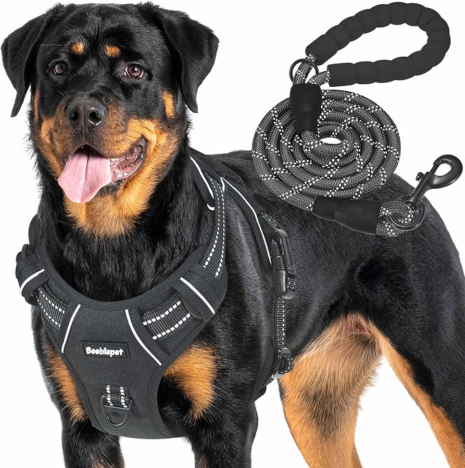 Beebiepet Heavy Duty Tactical Dog Harness for Small Dogs, No Pull Adjustable Pet Harness Reflective Service Training Easy Control Pet Vest Military K9 Working Dog Harnesses-X- Large, Black by Beebielove