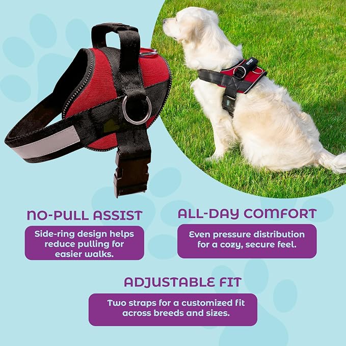 Joyride Basic Dog Harness 1.0 | Red Rush | L | Adjustable pet vest with 3 side leash rings for training, walking and improved control for small, medium or large dogs - Image 6