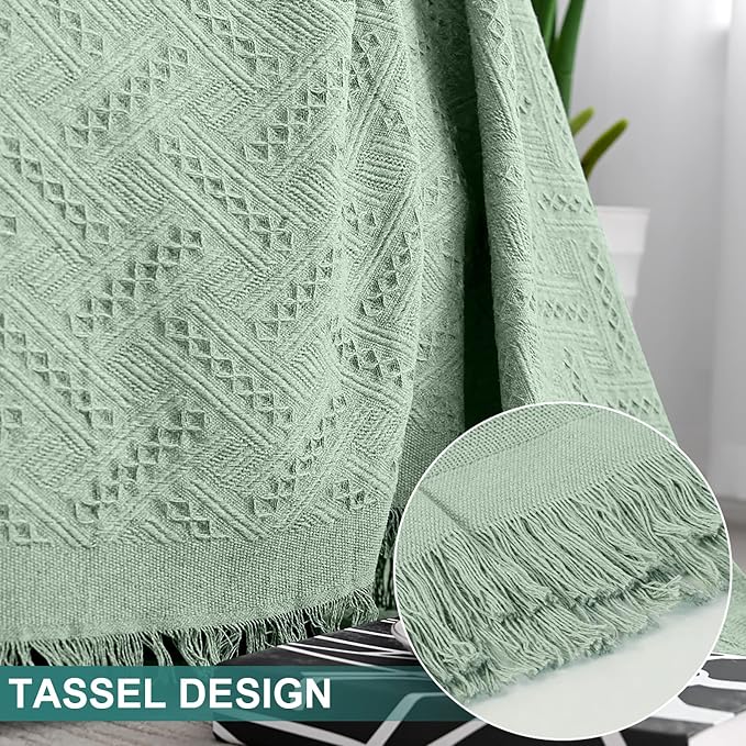 MYSKY HOME Couch Cover Sage Green Sofa Covers, Sectional Couch Covers for 2 Cushion Couch, Geometrical Couch Cover Living Room Sofa Throws Sofa Slipcovers for Pets, Dogs(X-Large, 91" x 118", Sage) - Image 5