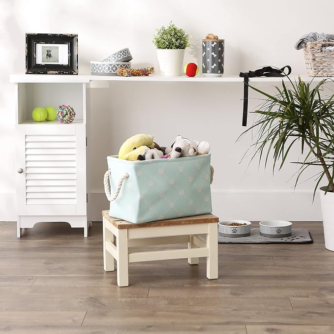 Bone Dry Pet Storage Paw and Bone, Trellis Collection, Small Rectangle, 14x8x9, Aqua - Image 4