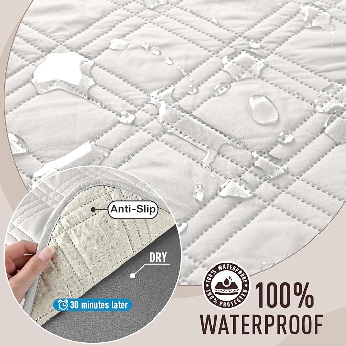 TAOCOCO Waterproof Loveseat Covers for Dogs, Non Slip Couch Cover, 2 Seater | Washable Love Seat Covers with Arms for 2 Cushion Couch, Dog Sofa Cover Protector, Pockets & Backless Design, Off White - Image 4
