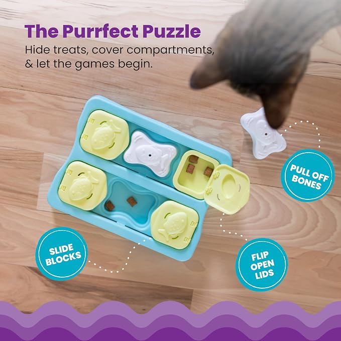 Catstages Kitty Cube Interactive Treat Puzzle Cat Toy, Blue (Pack of 12) - Image 3