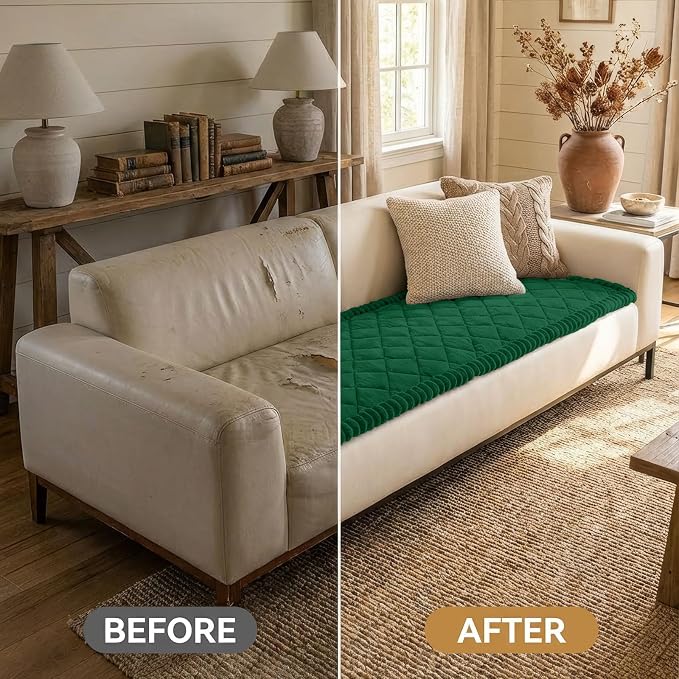 Smiry Non Slip Couch Cover for Dogs, Fuzzy Plush Pet Sofa Protector | Washable Furniture Cover for Large Dogs & Cats, Scratch & Dirt Resistant, For 3 Cushion Couch, Turquoise, 27.6"x82.7" - Image 6