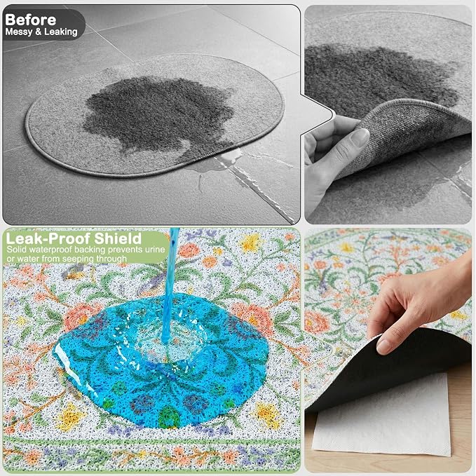 Bienbee Cat Litter Mat, 24" x 15" Dense Trapping Mesh for Litter Boxes | Litter Box Mat with PVC Mesh, Waterproof &Urineproof, Non-Slip Grip, Soft On Kitty Paws and Easy to Clean to Protect Floor - Image 3