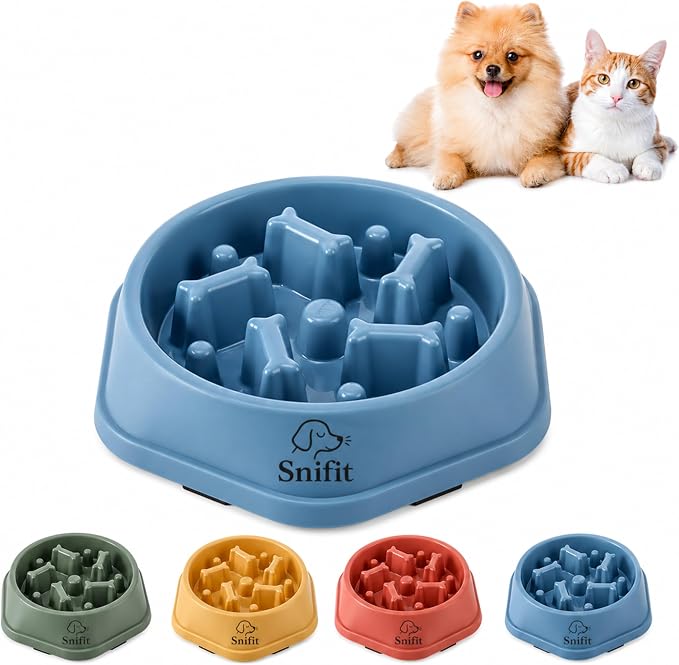 Slow Feeder Bowl for Small & Medium Cats & Dogs - Durable Slow Feeding Bowl with Non-Slip Base - Anti-Choking Puzzle Food Bowl for Dogs That Helps Mental Stimulation & Reduces Fast Eating-Blue by SnifitPetProducts