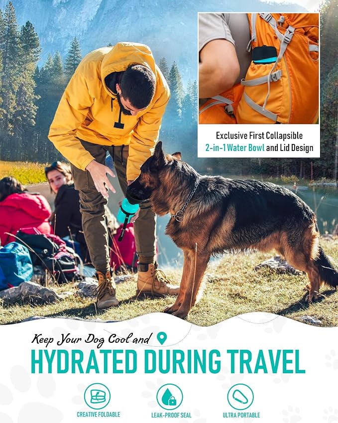 lesotc Dog Water Bottle, Portable Water Dispenser with Bowl, Leak Proof Pet Travel Squeeze Bottle, Puppy Essentials Dog Stuff Accessories for Outdoor Walking, Hiking, Camping - Image 5
