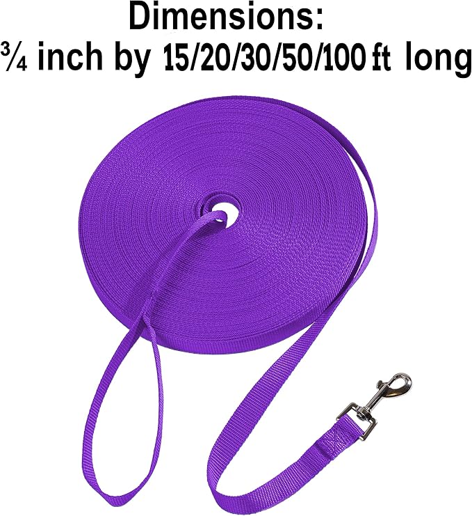 Hi Kiss Dog/Puppy Obedience Recall Training Agility Lead - 15ft 20ft 30ft 50ft 100ft Training Leash - Great for Training, Play, Camping, or Backyard Purple 50 Feet - Image 4
