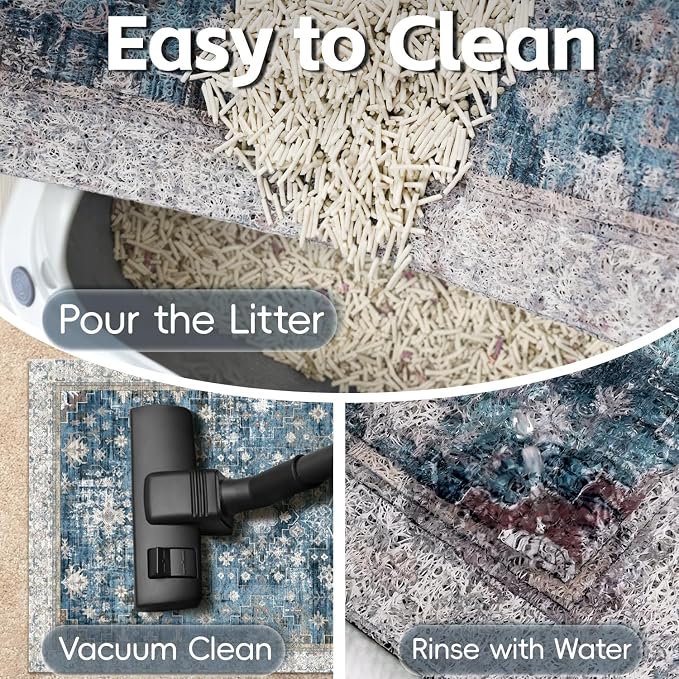 Cat Litter Mat Litter Trapping Mat, 24"x15" Waterproof Urine Proof Litter Box Mat Catcher Mat Non-Slip Washable for Kitty Kitten, Blue - Image 6