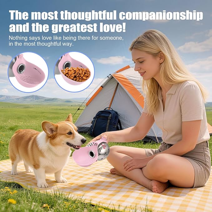 Portable Dog Water Bottle 10oz Stainless Steel Travel Dog Water Dispenser with Bowl No-Spill Puppy Water Bottle for Walking Hiking Small Dog Water Bottle (Pink Bow Print) - Image 5
