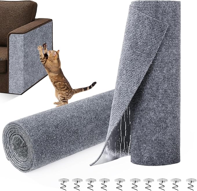 Cat Scratch Couch Furniture Protector,Trimmable Self-Adhesive Cats Claws Scratch Pads, Sisal DIY Climbing Couch Protector for Scratch Post Cat Tree Replacement Indoor(Dark Gray, 78.7"x15.8") by Unknown