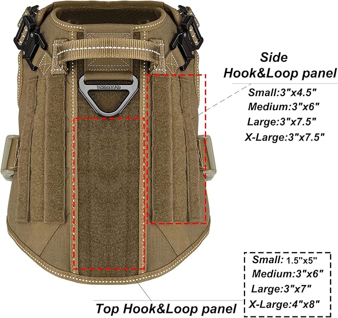 ICEFANG Tactical Dog Harness for Medium Dogs,Reflective No Pull Dog Vest | with Control Handle,Adjustable,Front Hook,2 Leash Clips,Soft Padded,MOLLE Panel,Brown,Medium - Image 4
