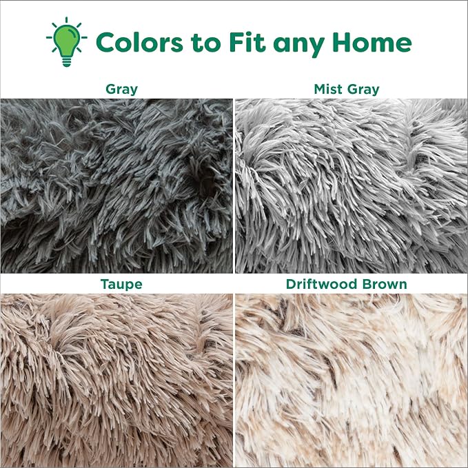 Furhaven 45" Round Calming Donut Dog Bed for Large Dogs, Refillable w/Removable Washable Cover, for Dogs Up to 90 lbs - Shaggy Plush Long Faux Fur Donut Bed - Driftwood Brown, Jumbo/XL - Image 2