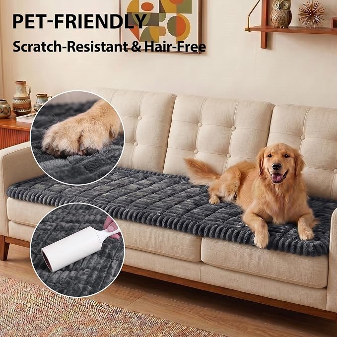 Fixwal Waterproof Flannel Dog Couch Cover, 27.6" x 70.9", Dark Grey | Integrated TPU Barrier, Non-Slip Backing, Machine Washable, Pet Friendly, Easy Clean Pet Hair, Soft Sofa Cushion Protector - Image 6