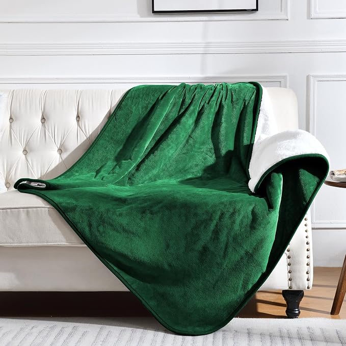 Soft Waterproof Blanket for Bed Couch Sofa, Green, 60x80 inches | Liquid Pee Proof Pet Blanket for Dog Puppy Cat, Reversible Sherpa Fleece Blanket for Couch Cover, Furniture Protector by Yaning