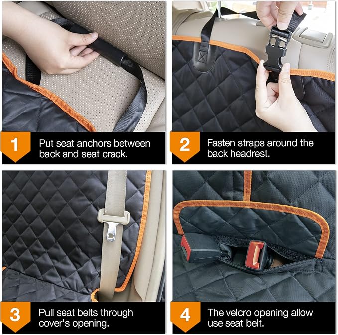 Truck Seat Cover for Dogs, 60 Inch Waterproof Nylon Oxford Back Seat Protector for Ford F150 F250 Ram 1500 Silverado GMC Sierra Tundra, No Chemical Odor, Stain Resistant, Velcro Opening - Image 7