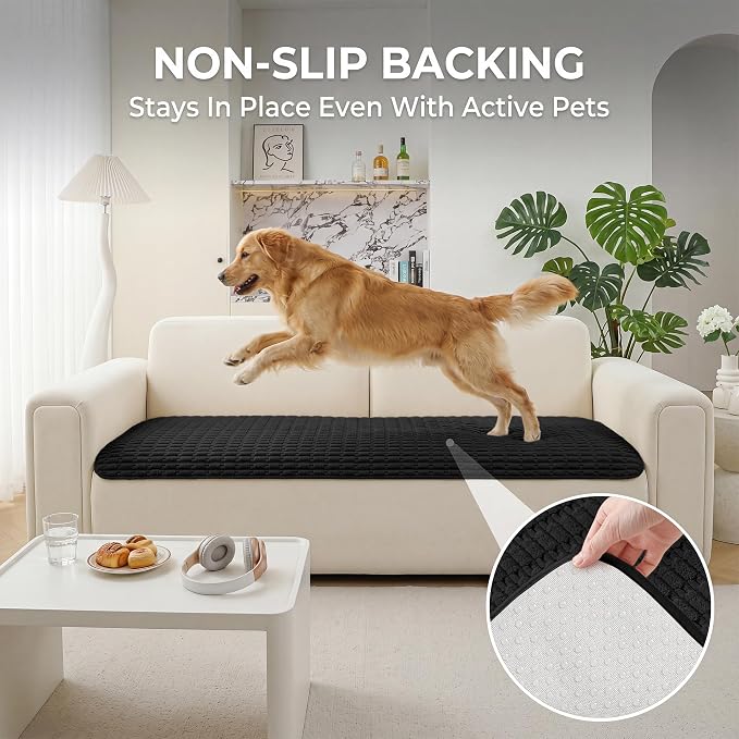 Foxdecor Couch Cover for Dogs Sofa Covers Non Slip Couch Pad Pet Friendly | Pet Couch Covers Washable Sofa Protector, Furniture Cover Couch Seat Protector for Living Room, Black 58x82 Inch - Image 4