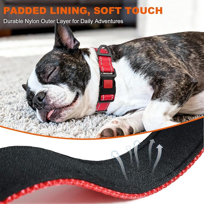 Taglory Reflective Dog Collar for Medium Dogs, Soft and Safe for Daily Walk | Soft Neck Cushioning, Adjustable 14-20 in, Sturdy Webbing Withstands Strong Pullers, Zinc Alloy D-Ring for Leash and ID Tags - Image 4