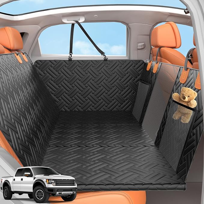 Back Seat Extender for Trucks,Hard Bottom Car Seat Cover for Dogs | Waterproof Hard Bottom Dog Car Seat Cover for Ford/GMC/Chevrolet/Toyota/RAM Crew Cab Trucks&Full-Size SUVs (XL-Black) by Unknown