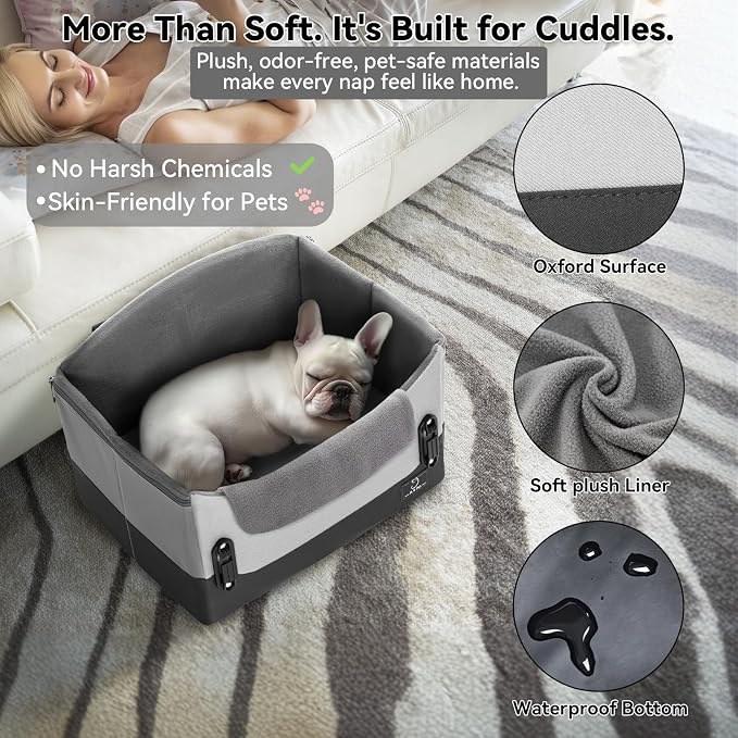 A 4 Pet Dog Car Seats for Small Dogs, Under 25 lbs, Patent Buckles | Adjustable leash, frame support, reduces anxiety, for cars/SUV/pickup - Image 4